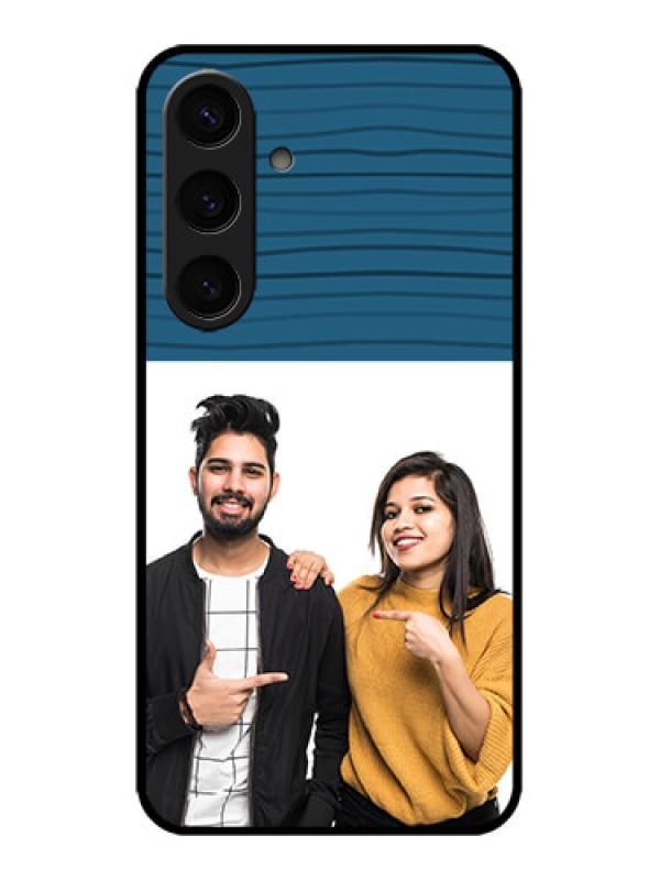 Custom Galaxy S24 5G Custom Metal Phone CaseBlue Pattern Cover Design