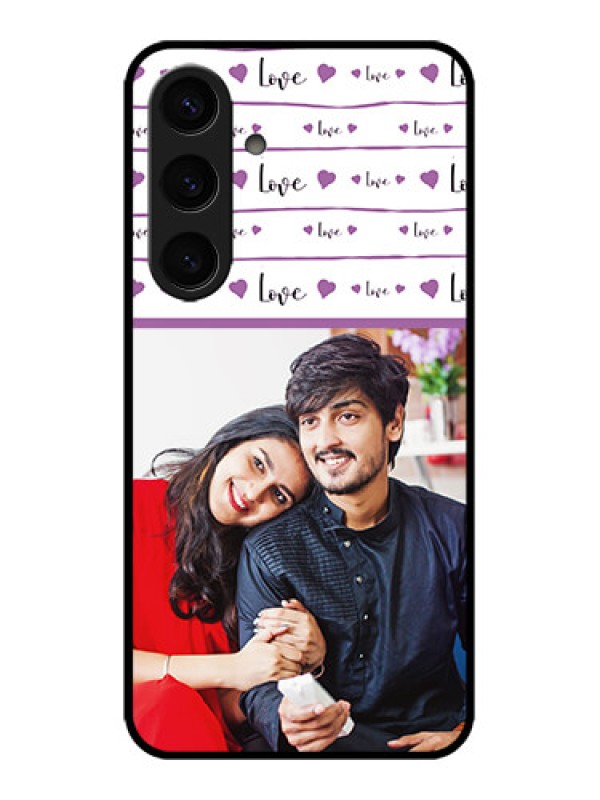 Custom Galaxy S24 5G Custom Metal Phone CaseCouples Heart Design