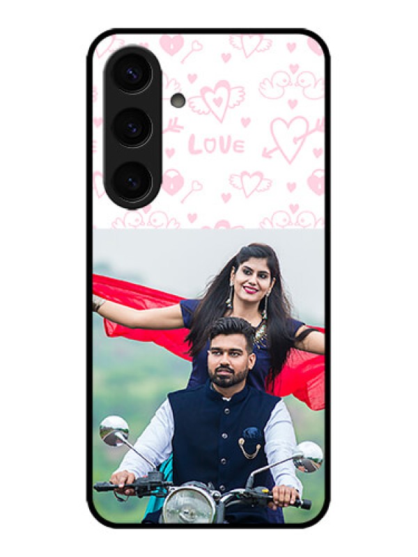 Custom Galaxy S24 5G Custom Metal Phone CasePink Flying Heart Design