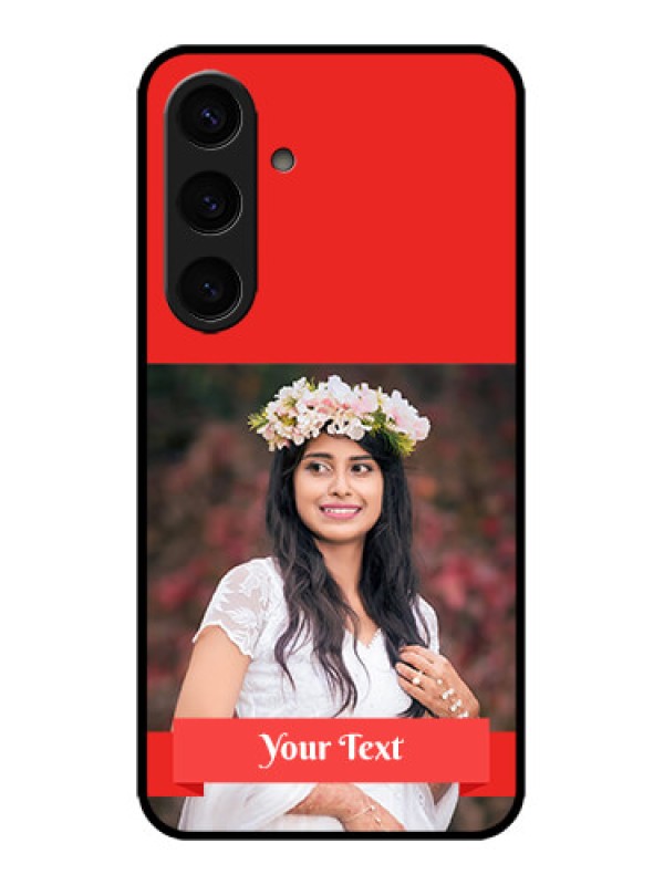 Custom Galaxy S24 5G Custom Metal Phone CaseSimple Red Color Design