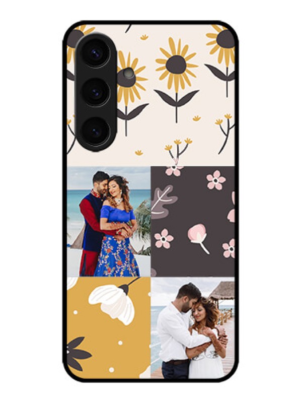 Custom Galaxy S24 5G Custom Metal Phone Case3 Images With Floral Design