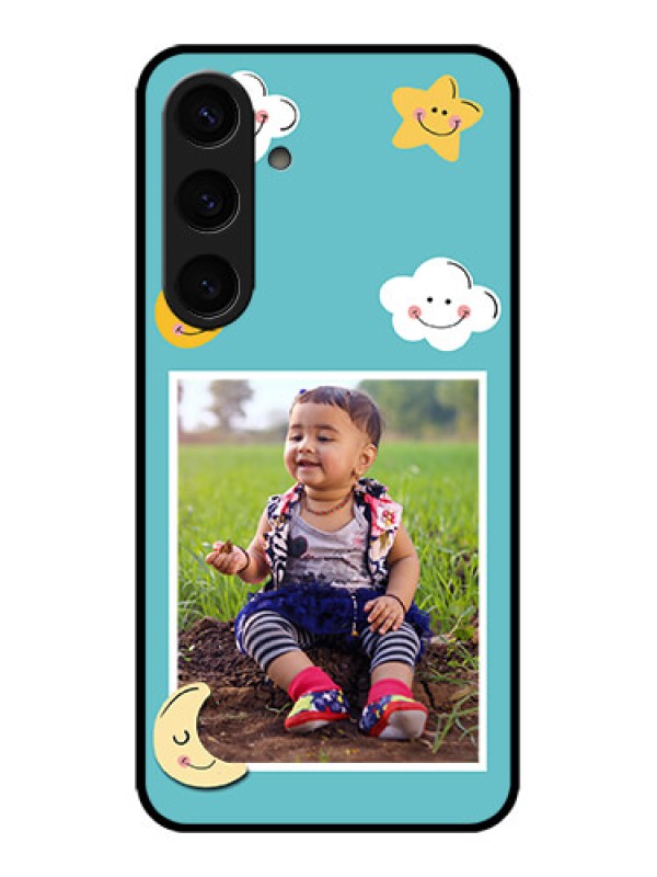 Custom Galaxy S24 5G Custom Metal Phone CaseSmiley Kids Stars Design
