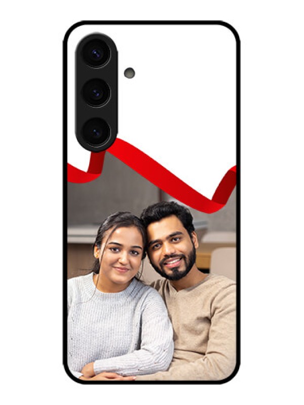 Custom Galaxy S24 5G Custom Metal Phone CaseRed Ribbon Frame Design