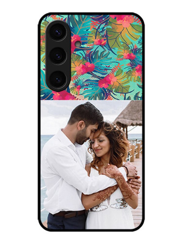 Custom Galaxy S24 5G Custom Metal Phone CaseWatercolor Floral Design