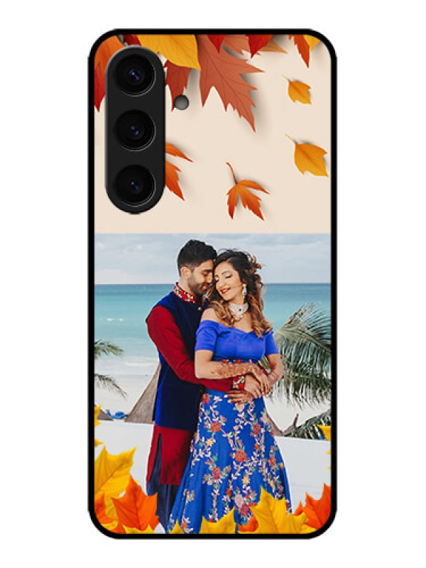 Custom Galaxy S24 5G Custom Metal Phone CaseAutumn Maple Leaves Design