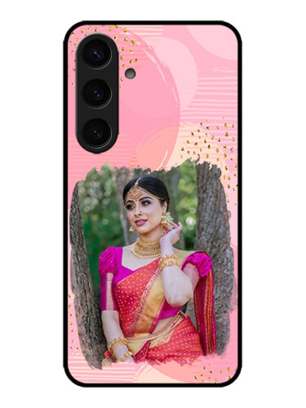 Custom Galaxy S24 5G Custom Metal Phone CaseGold Glitter Splash Design