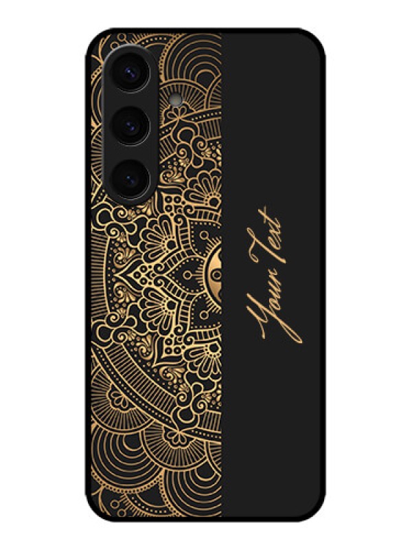 Custom Galaxy S24 5G Custom Metal Phone CaseMandala Art With Custom Text Design