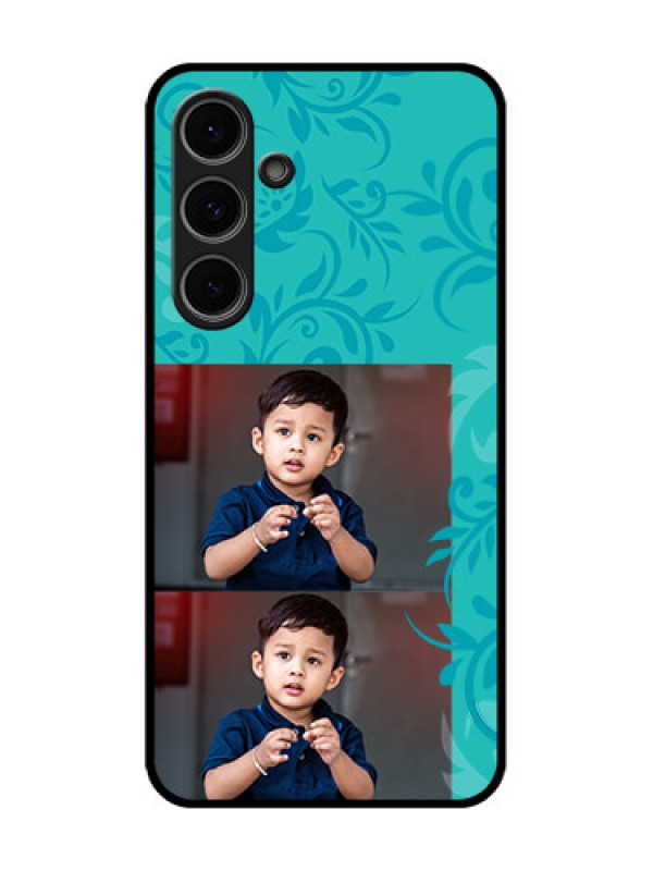 Custom Samsung Galaxy S24 Fe 5G Custom Metal Phone Case - With Photo And Green Floral Design