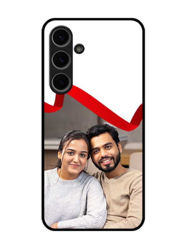 Custom Samsung Galaxy S24 Fe 5G Custom Metal Phone Case - Red Ribbon Frame Design