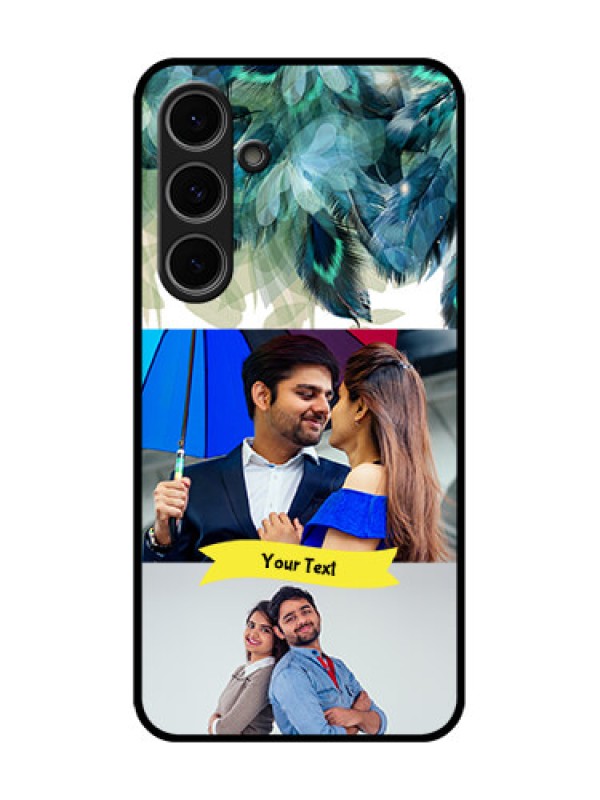 Custom Samsung Galaxy S24 Fe 5G Custom Metal Phone Case - Image With Boho Peacock Feather Design