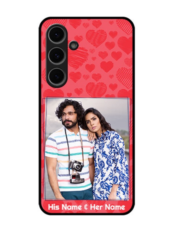 Custom Samsung Galaxy S24 Fe 5G Custom Metal Phone Case - With Red Heart Symbols Design