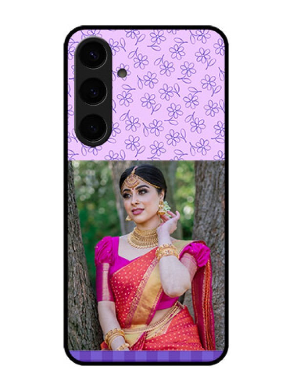 Custom Galaxy S24 Plus 5G Custom Metal Phone CasePurple Floral Design