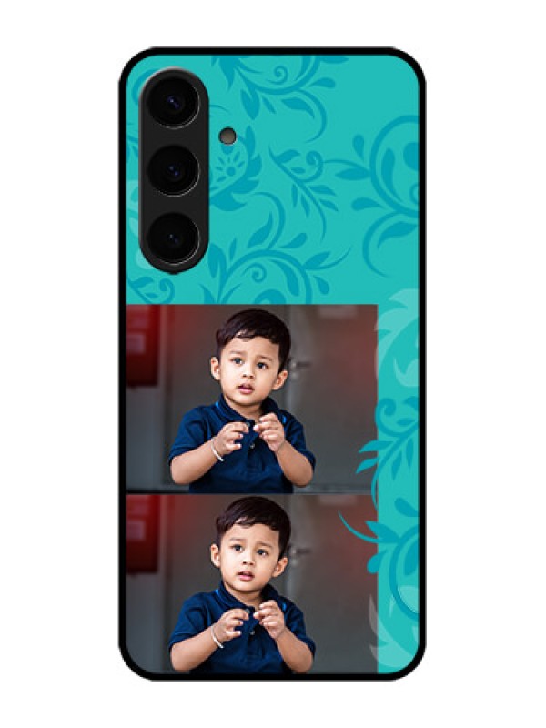 Custom Galaxy S24 Plus 5G Custom Metal Phone CaseWith Photo And Green Floral Design