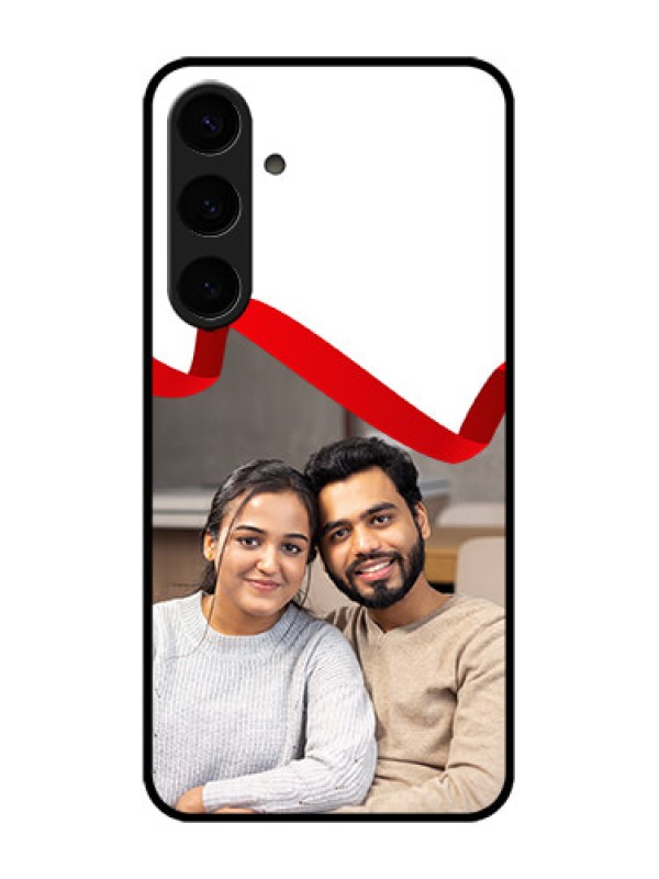 Custom Galaxy S24 Plus 5G Custom Metal Phone CaseRed Ribbon Frame Design