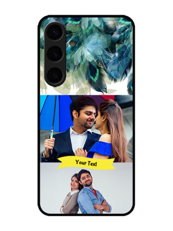 Custom Galaxy S24 Plus 5G Custom Metal Phone CaseImage With Boho Peacock Feather Design