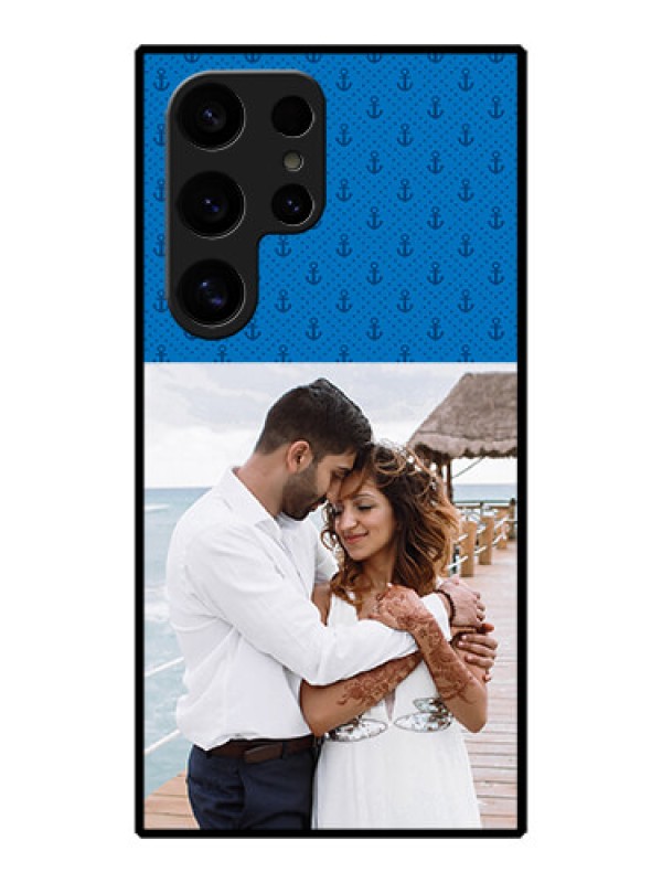 Custom Galaxy S24 Ultra 5G Custom Metal Phone Case - Blue Anchors Design