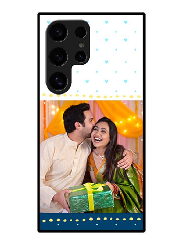 Custom Galaxy S24 Ultra 5G Custom Metal Phone Case - White And Blue Abstract Design