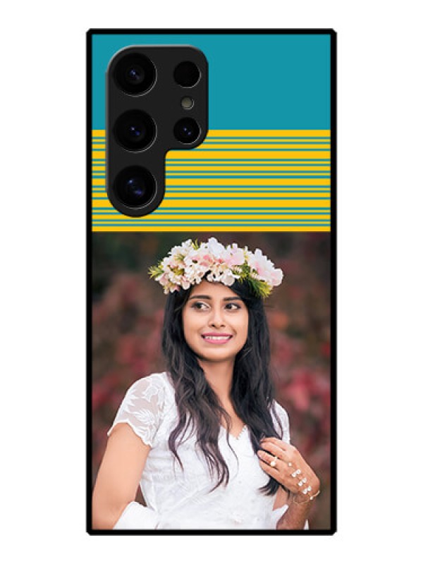 Custom Galaxy S24 Ultra 5G Custom Metal Phone Case - Yellow and Blue Design