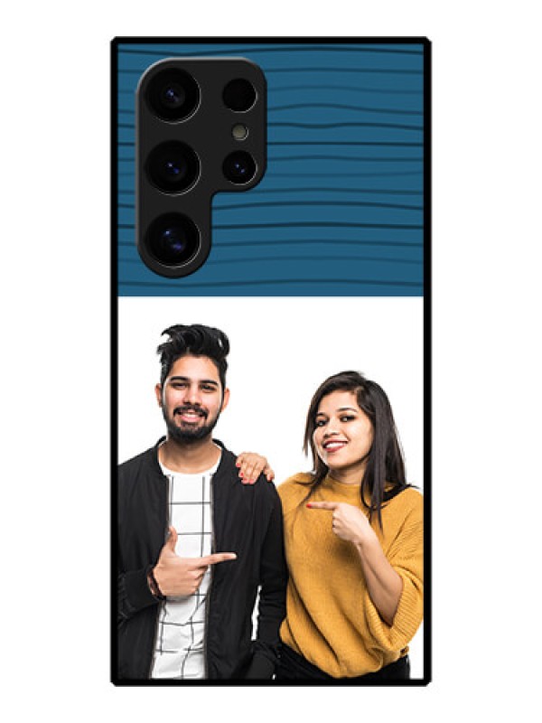 Custom Galaxy S24 Ultra 5G Custom Metal Phone Case - Blue Pattern Cover Design