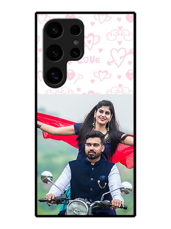 Custom Galaxy S24 Ultra 5G Custom Metal Phone Case - Pink Flying Heart Design