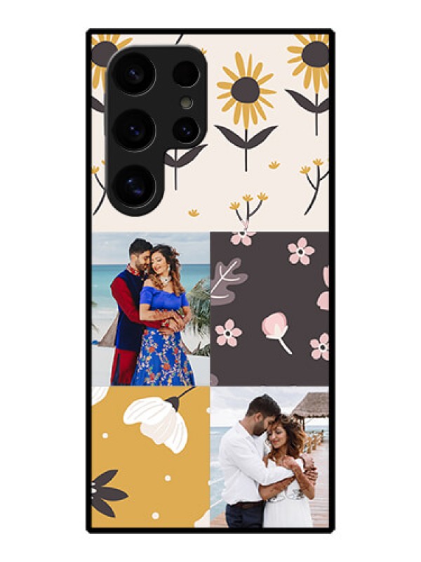Custom Galaxy S24 Ultra 5G Custom Metal Phone Case - 3 Images With Floral Design