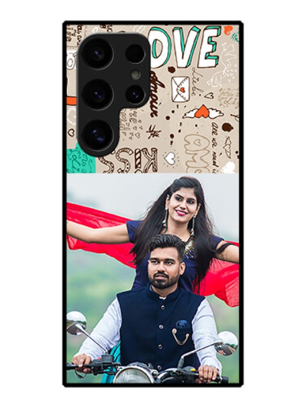 Custom Galaxy S24 Ultra 5G Custom Metal Phone Case - Love Doodle Pattern