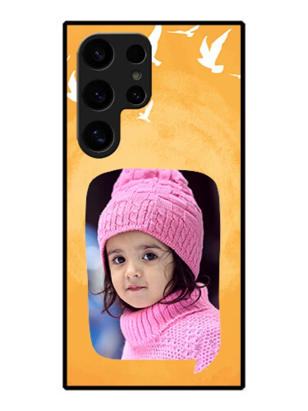 Custom Galaxy S24 Ultra 5G Custom Metal Phone Case - Water Color Design With Bird Icons