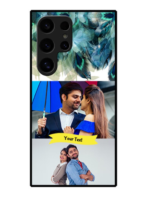 Custom Galaxy S24 Ultra 5G Custom Metal Phone Case - Image With Boho Peacock Feather Design