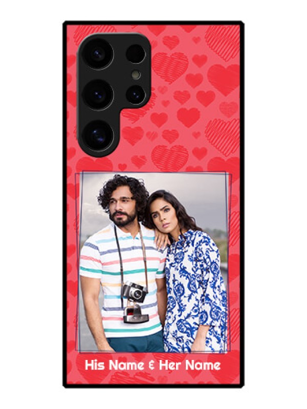 Custom Galaxy S24 Ultra 5G Custom Metal Phone Case - With Red Heart Symbols Design