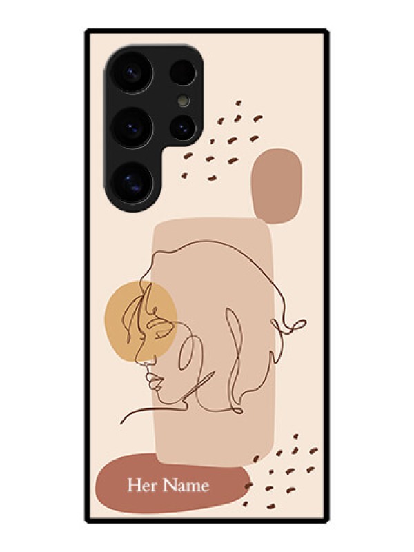 Custom Galaxy S24 Ultra 5G Custom Metal Phone Case - Calm Woman Line Art Design