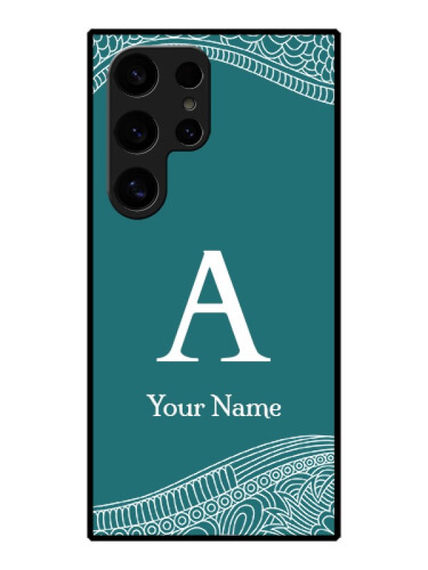 Custom Galaxy S24 Ultra 5G Custom Metal Phone Case - Line Art Pattern With Custom Name Design