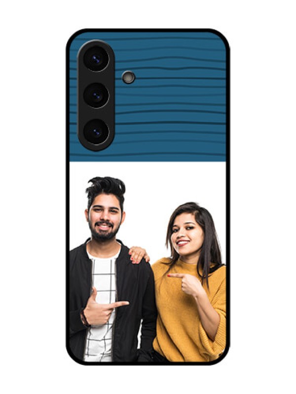 Custom Galaxy S25 5G Custom Metal Phone Case - Blue Pattern Cover Design