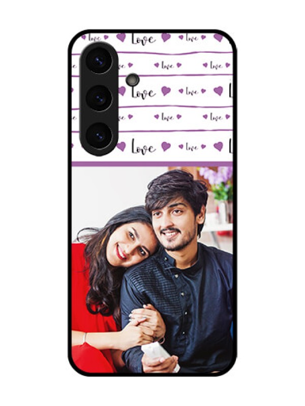 Custom Galaxy S25 5G Custom Metal Phone Case - Couples Heart Design