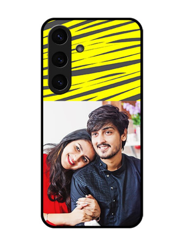 Custom Galaxy S25 5G Custom Metal Phone Case - Yellow Abstract Design