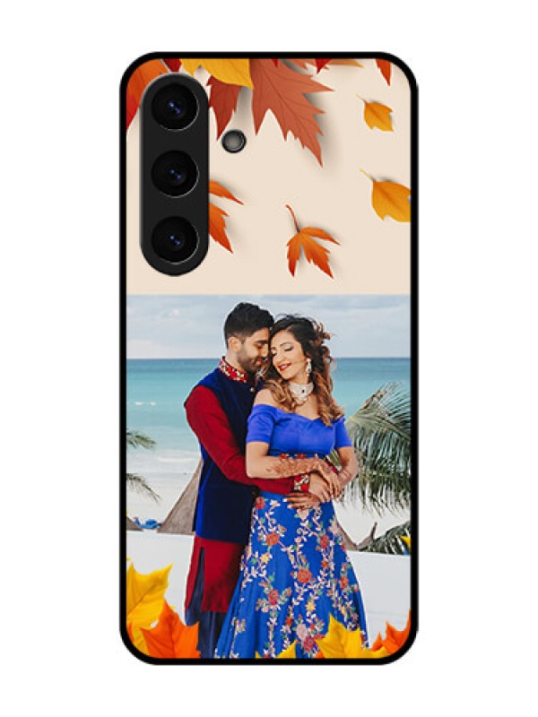 Custom Galaxy S25 5G Custom Metal Phone Case - Autumn Maple Leaves Design