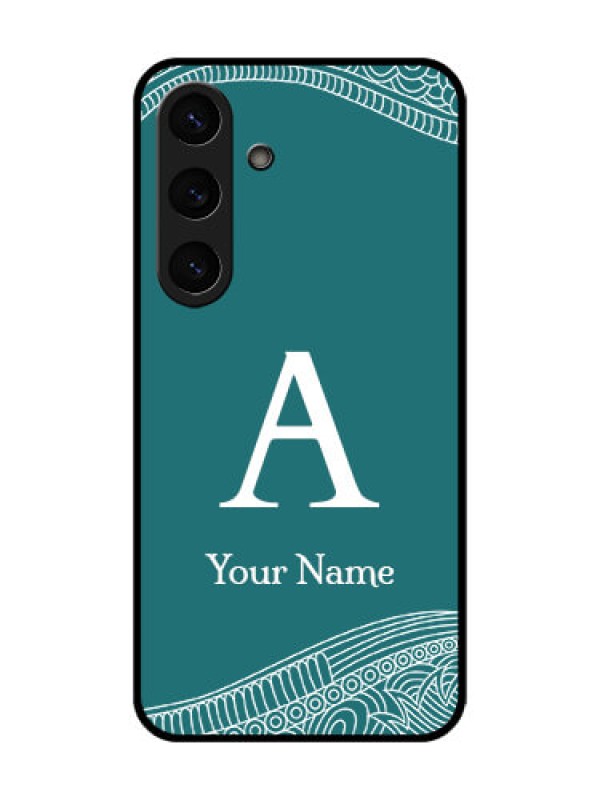 Custom Galaxy S25 5G Custom Metal Phone Case - Line Art Pattern With Custom Name Design