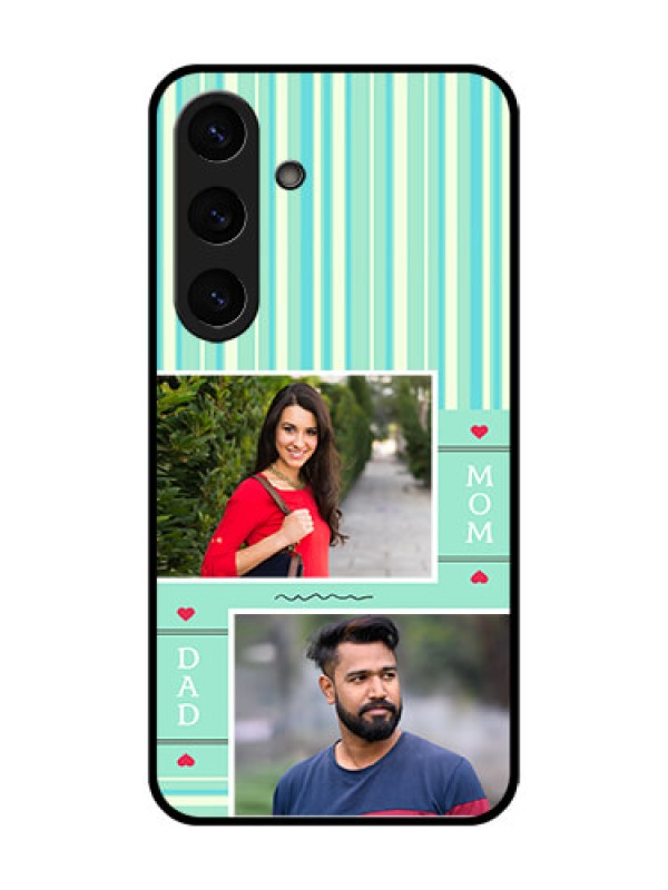 Custom Galaxy S25 Plus 5G Custom Metal Phone Case - Mom and Dad Pic Design