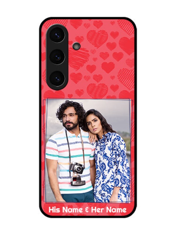 Custom Galaxy S25 Plus 5G Custom Metal Phone Case - With Red Heart Symbols Design