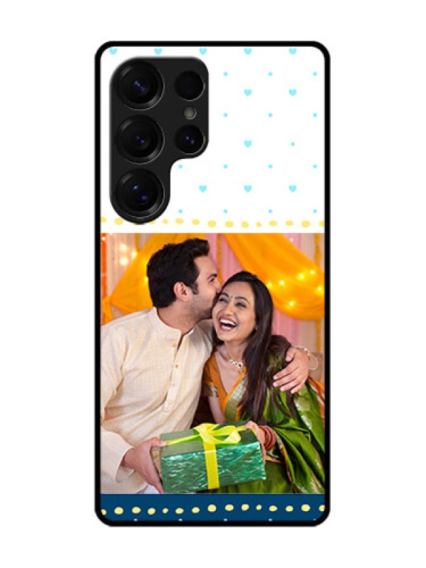 Custom Galaxy S25 Ultra 5G Custom Metal Phone Case - White And Blue Abstract Design