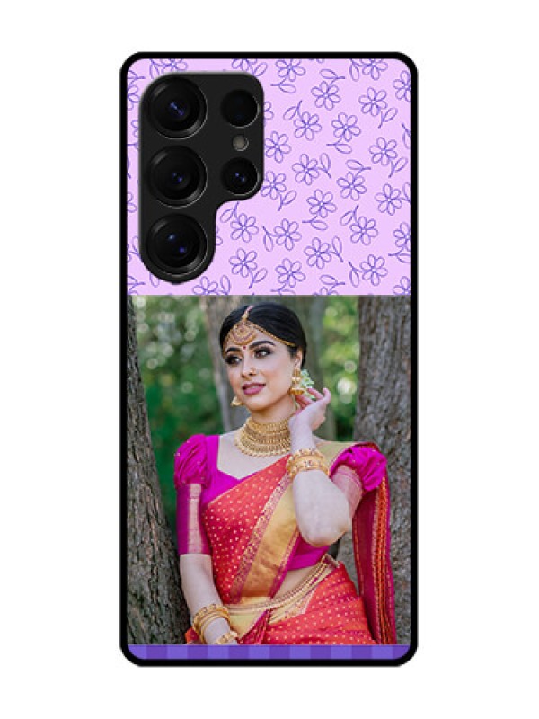 Custom Galaxy S25 Ultra 5G Custom Metal Phone Case - Purple Floral Design