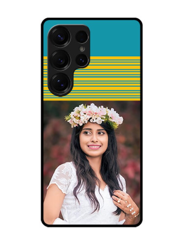 Custom Galaxy S25 Ultra 5G Custom Metal Phone Case - Yellow and Blue Design