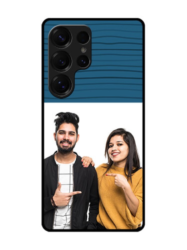 Custom Galaxy S25 Ultra 5G Custom Metal Phone Case - Blue Pattern Cover Design