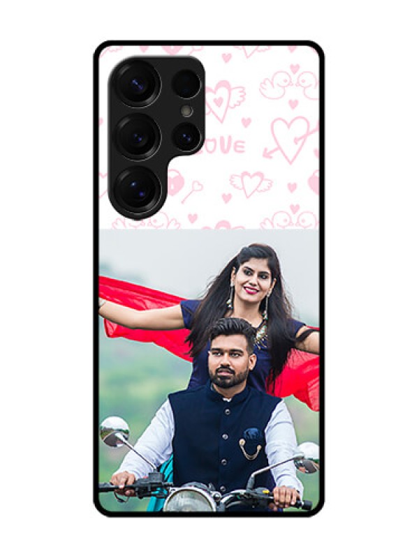 Custom Galaxy S25 Ultra 5G Custom Metal Phone Case - Pink Flying Heart Design