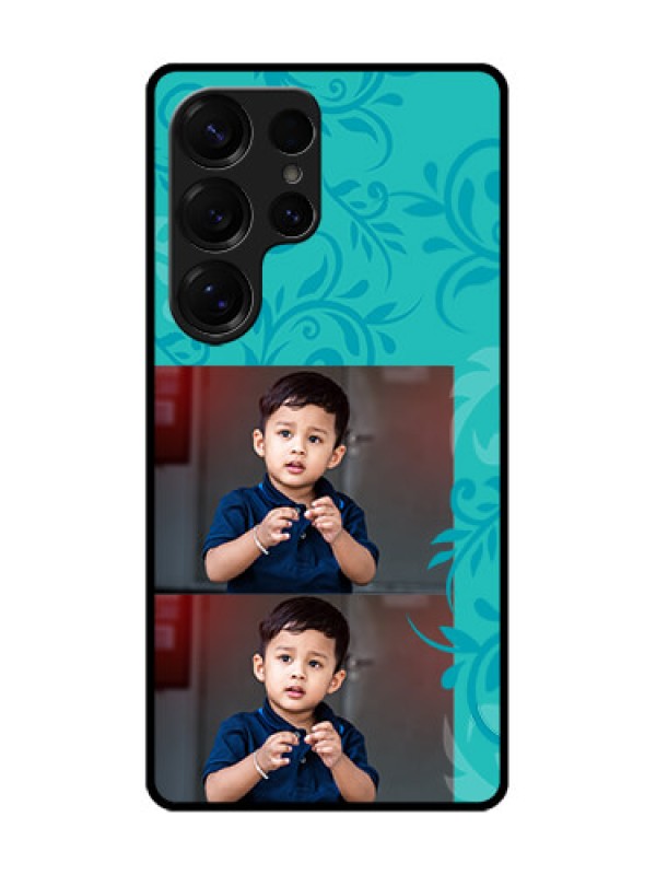 Custom Galaxy S25 Ultra 5G Custom Metal Phone Case - With Photo And Green Floral Design