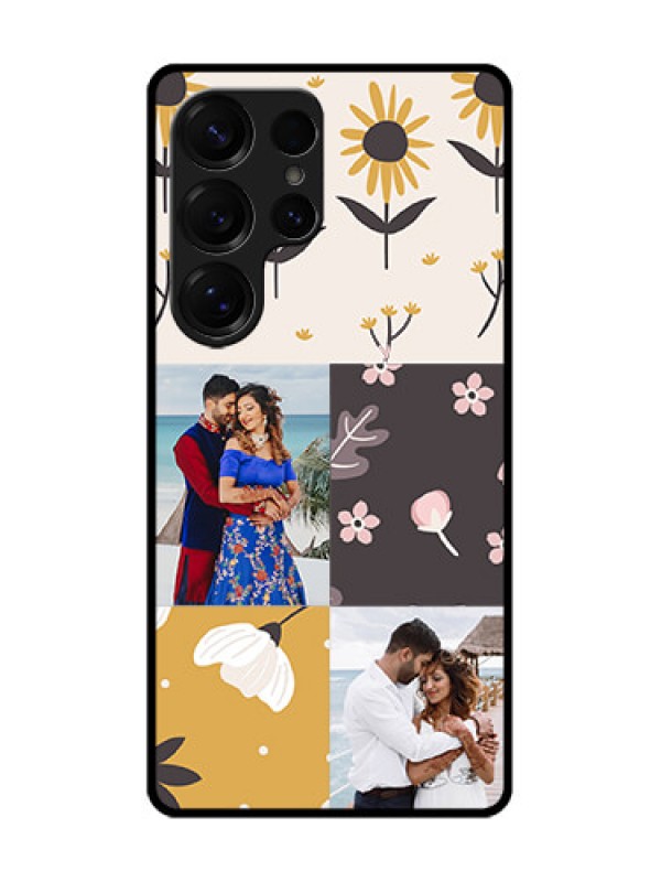 Custom Galaxy S25 Ultra 5G Custom Metal Phone Case - 3 Images With Floral Design