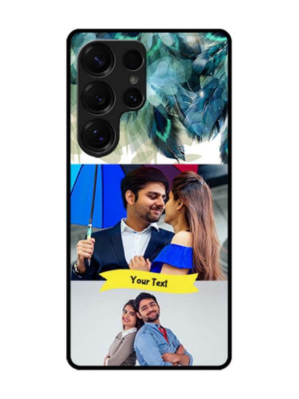 Custom Galaxy S25 Ultra 5G Custom Metal Phone Case - Image With Boho Peacock Feather Design