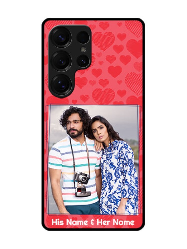 Custom Galaxy S25 Ultra 5G Custom Metal Phone Case - With Red Heart Symbols Design
