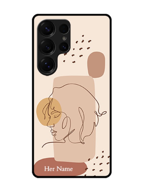 Custom Galaxy S25 Ultra 5G Custom Metal Phone Case - Calm Woman Line Art Design