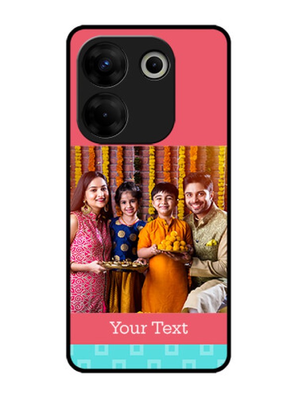 Custom Tecno Camon 20 Pro Custom Metal Phone CasePeach and Blue Color Design