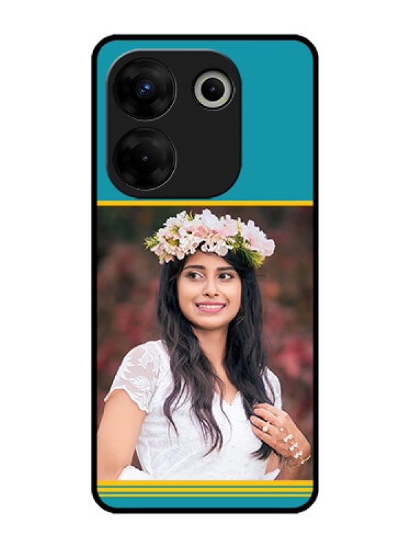 Custom Tecno Camon 20 Pro Custom Metal Phone CaseYellow and Blue Design